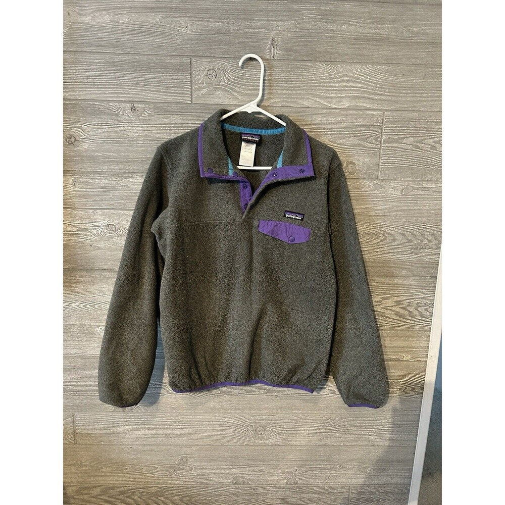 Patagonia Synchilla Snap T Pullover Fleece Jacket Womens Small Grey Purple